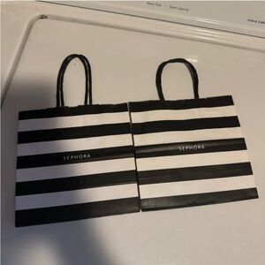 Women’s brand new small empty Sephora bags gift bags x2 total of 2 black white